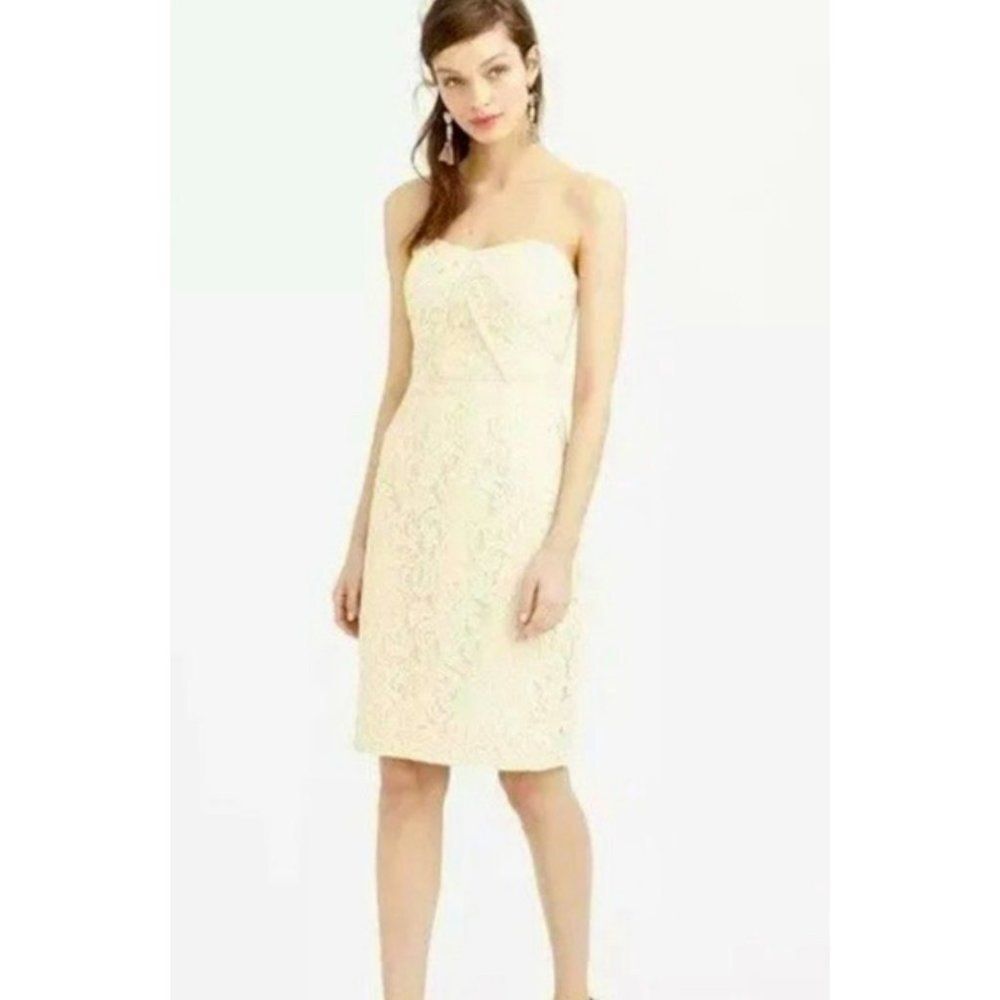 J.CREW “KELSEY” ECRU CHAMPAGNE LEAVER LACE SHEATH DRESS SIZE 4